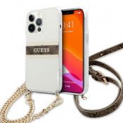Guess 4g Brun Strap Guld Chain Skal iPhone 13 Pro Max - Transparent