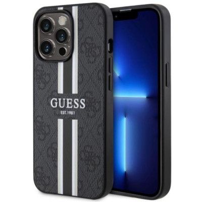 Guess iPhone 13 Pro Max Mobilskal MagSafe Printed Stripes - Svart