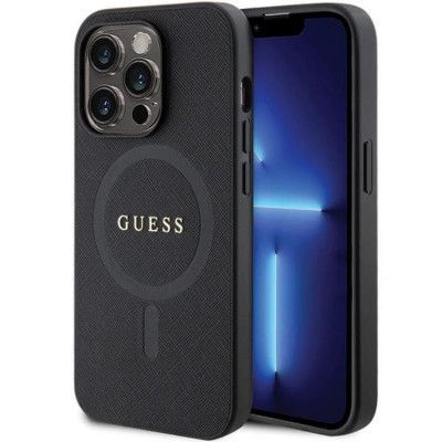 Guess iPhone 13 Pro Max Mobilskal Magsafe Saffiano - Svart