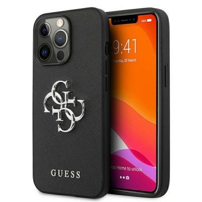 Guess iPhone 13 Pro Skal Max Saffiano Metal Logo - Svart