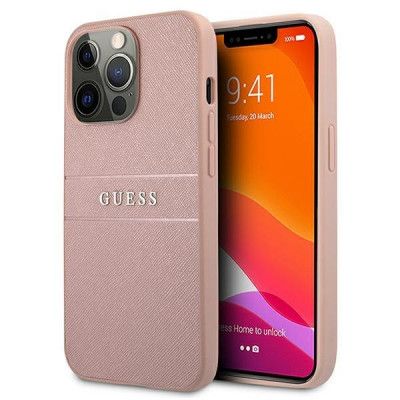 Guess iPhone 13 Pro Skal Max Saffiano Stripe - Rosa