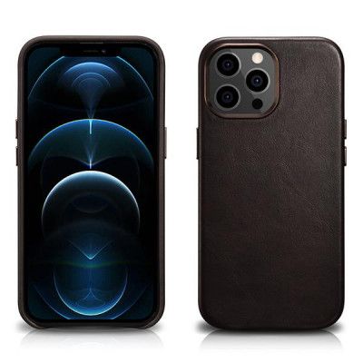 iCarer Läder Oil Wax Magsafe Skal iPhone 13 Pro Max - Coffee