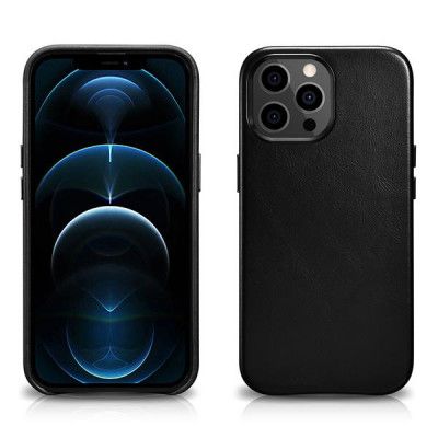 iCarer Läder Oil Wax Magsafe Skal iPhone 13 Pro Max - Svart