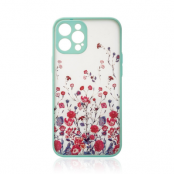 iPhone 12 Skal Design Floral - Ljusblå