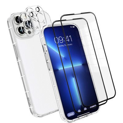 iPhone 13 Pro Max [5-PACK] 1 X Skal - 2 X Kameralinsskydd - 2 X Härdat Glas