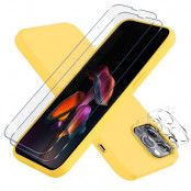 iPhone 13 Pro Max [5-PACK] 1 X Skal, 2 X Kameralinsskydd, 2 X Härdat Glas, Gul
