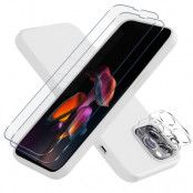 iPhone 13 Pro Max [5-PACK] 1 X Skal, 2 X Kameralinsskydd, 2 X Härdat Glas, Vit