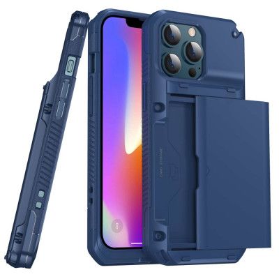 iPhone 13 Pro Max Skal Med Kortfack - Blå
