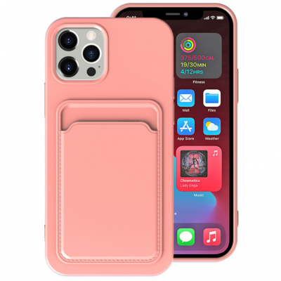 iPhone 13 Pro Max Skal med Kortfack - Rosa