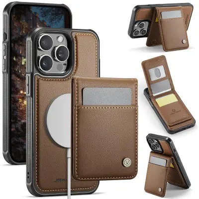 JEEHOOD J06 Läderfodral till iPhone 13 Pro Max - Brun