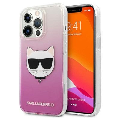 Karl Lagerfeld Choupette Head Skal iPhone 13 Pro Max - Rosa