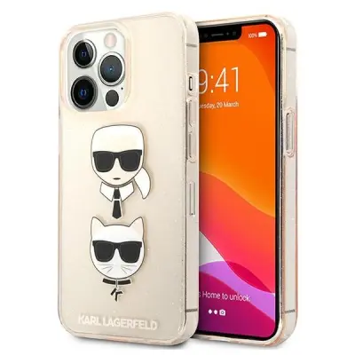 Karl Lagerfeld Glitter Karl`s&Choupette iPhone 13 Pro Max - Guld