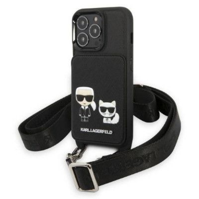 Karl Lagerfeld iPhone 13 Pro Max Halsbandsskal Saffiano Karl&Choupette Embossed