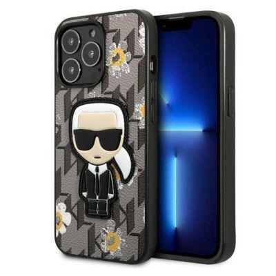Karl Lagerfeld iPhone 13 Pro Max Skal Flower Ikonik Karl - Grå