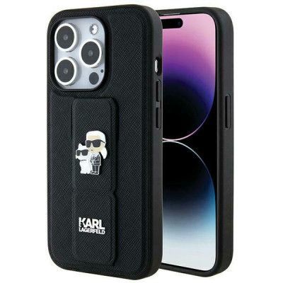 Karl Lagerfeld iPhone 14 Pro Max Saffiano Gripstand Case - Black