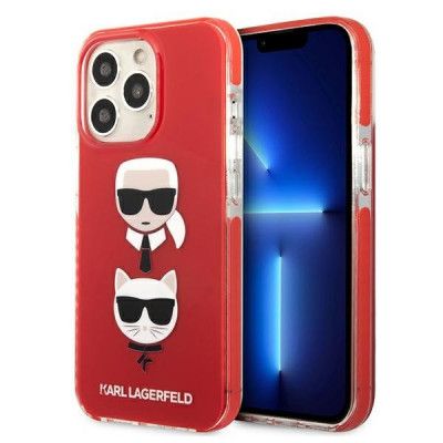 Karl Lagerfeld TPE Karl & Choupette Head Skal iPhone 13 Pro Max - Röd