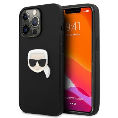 Karl Lagerfeld Läder Ikonik Karl`s Head Metal iPhone 13 Pro Max - Svart