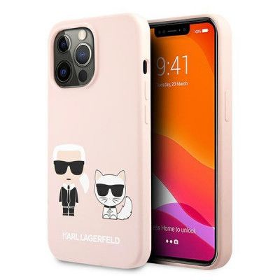 Karl Lagerfeld iPhone 13 Pro Max Skal Silikon Karl & Choupette - Ljus Rosa
