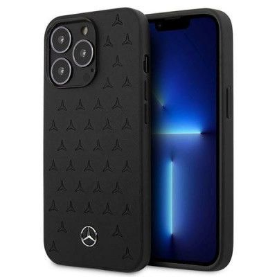 Mercedes Läder Stars Pattern Skal iPhone 13 Pro Max - Svart
