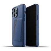Mujjo Full Läder Plånboksfodral iPhone 13 Pro Max - Monacoblå
