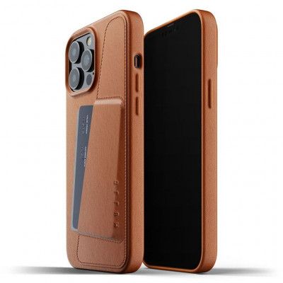 Mujjo Full Läder Plånboksfodral iPhone 13 Pro Max - Tan
