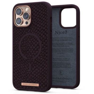 Njord Lax Magsafe Äkta Läder Skal iPhone 13 Pro Max - Lila
