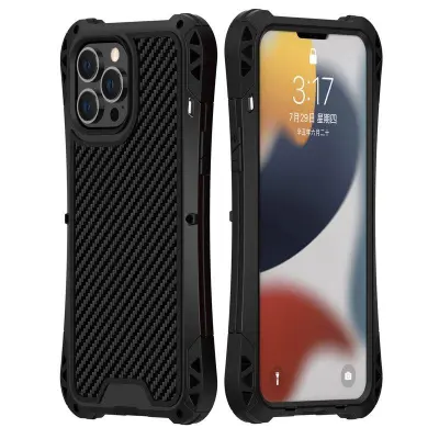 R-JUST AMIRA Hybrid Skal Aluminium + Silikon iPhone 13 Pro Max - Svart