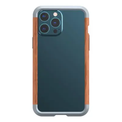 R-JUST iPhone 13 Pro Max Mobilskal Ultra Tunna Aluminium Trä Svart