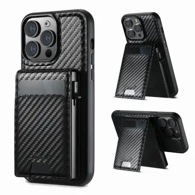 SUTENI iPhone 13 Pro Max Mobilskal Magsafe Korthållare Carbon Fiber