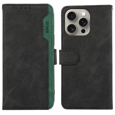 ABEEL iPhone 13 Pro Plånboksfodral RFID-Skydd Konstläder Svart