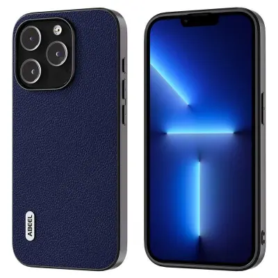 ABEEL iPhone 13 Pro Mobilskal Äkta Läder Ultra Tunn Blå