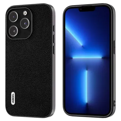 ABEEL iPhone 13 Pro Mobilskal Äkta Läder Ultra Tunn Äkta Läder Svart