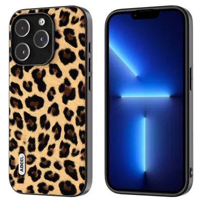 ABEEL iPhone 13 Pro Slim Case Leopard Textur Champagne Guld