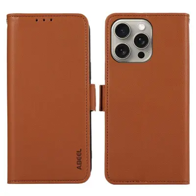 ABEEL iPhone 13 Pro Case RFID-Skydd Konstläder Plånboksfodral - Brun