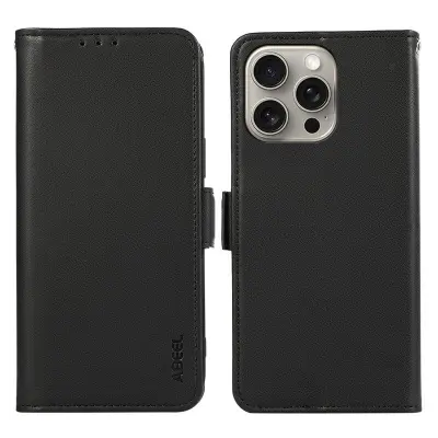 ABEEL iPhone 13 Pro Case RFID-Skydd Konstläder Plånboksfodral - Svart