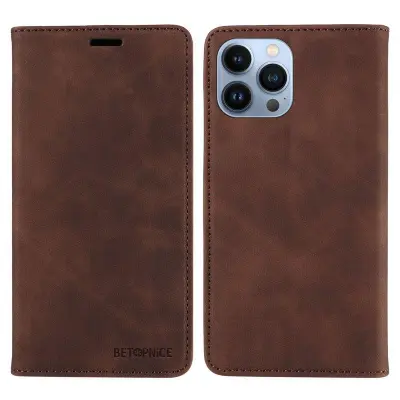BETOPNICE 003 Plånboksfodral för iPhone 13 Pro - RFID Blocking Konstläder - Brun