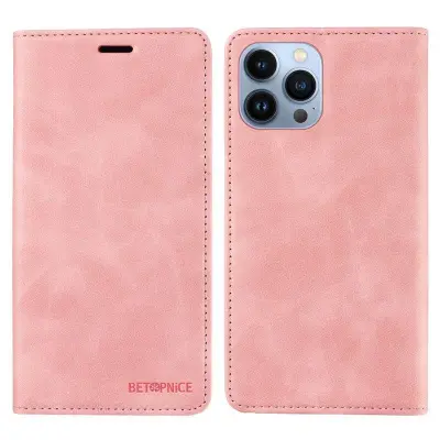 BETOPNICE 003 Plånboksfodral för iPhone 13 Pro - RFID Blocking Konstläder - Rosa