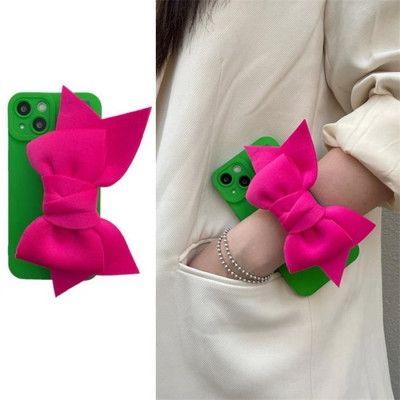 Bowknot Handrem iPhone 13 Pro Skal - Magenta