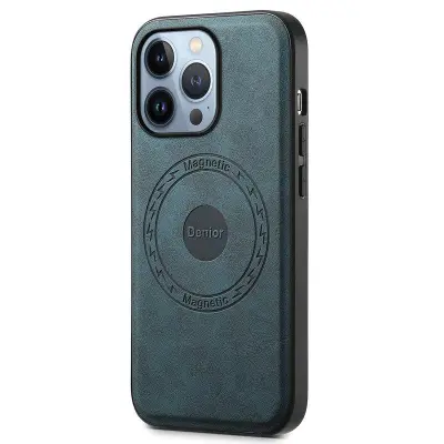 DENIOR A11 iPhone 13 Pro Fodral Retro Läder + PC + TPU Blå