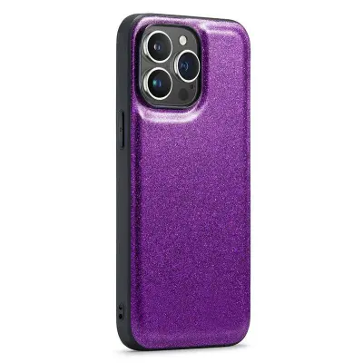 DG.MING iPhone 13 Pro Mobilskal Glitter PU Läder Lila
