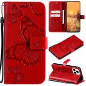 Fjärilar Plånboksfodral iPhone 13 Pro - Röd