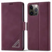 FORWENW F3-Series iPhone 13 Pro Plånboksfodral Konstläder - Vinröd