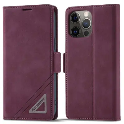 FORWENW F3-Series iPhone 13 Pro Plånboksfodral Konstläder - Vinröd