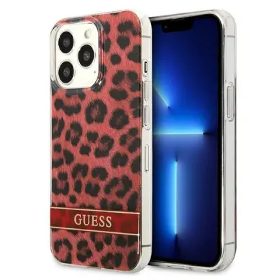 Guess iPhone 13 Pro / 13 Mobilskal MagSafe Leopard - Röd