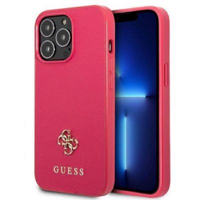 Guess iPhone 13 Pro Mobilskal Saffiano Small Metall Logo - Rosa