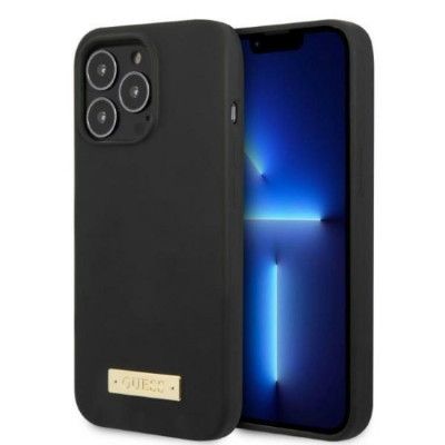 Guess iPhone 13 Pro Skal MagSafe Silicone Logo Plate - Svart