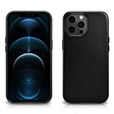 iCarer Läder Oil Wax Magsafe Mobilskal iPhone 13 Pro - Svart