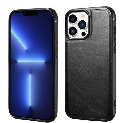 iCarer Magsafe Oil Wax Äkta Läder Skal iPhone 13 Pro - Svart
