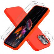 iPhone 13 Pro [5-PACK] 1 X Skal - 2 X Kameralinsskydd - 2 X Härdat Glas - Röd