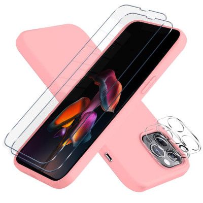iPhone 13 Pro [5-PACK] 1 X Skal - 2 X Kameralinsskydd - 2 X Härdat Glas - Rosa